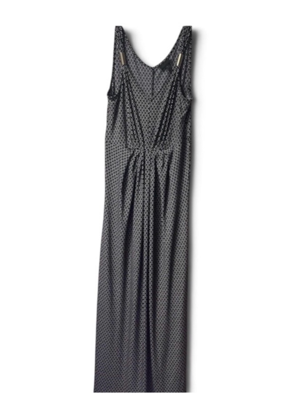 Worthington~Women’s~Long Dress ~ Large~Sleeveless~Maxi~Black &White~Gold Accents